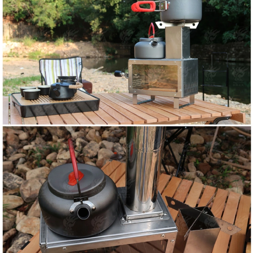 Lightweight Mini Wood Stove with Chimney Stainless Steel and Carbon Steel Camping Stove Bl23305