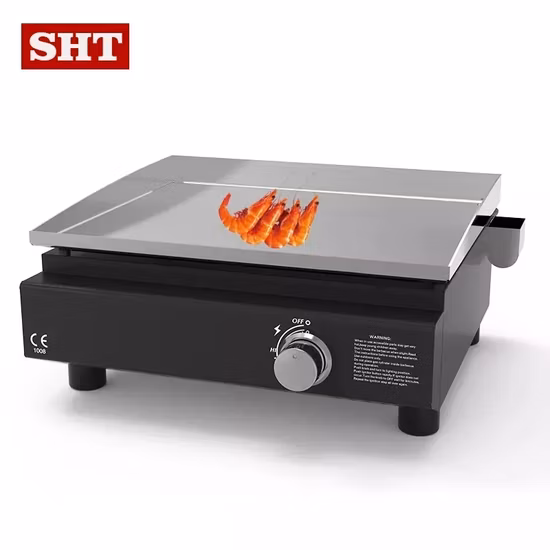 Table en acier inoxydable Grill Brochettes Grill à vendre Grande plaque chauffante à gaz