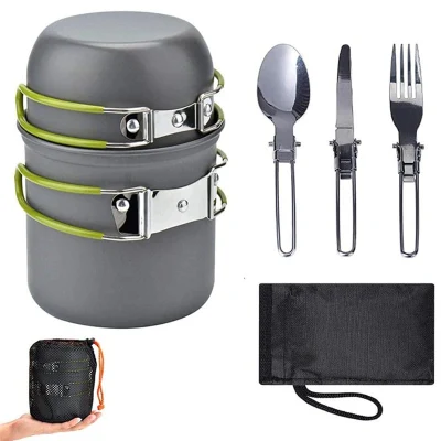 Léger antiadhésif en aluminium de haute qualité pour 1-2 personnes Uoutdoor Randonnée Camping Ustensiles de cuisine