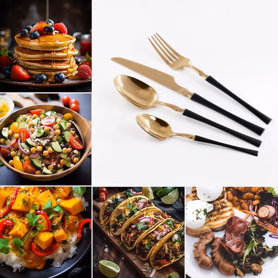 Ensemble de couverts en titane de luxe Couverts en acier inoxydable Décoration de table de mariage