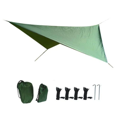 210t Polyester Ripstop équipement de survie en plein air abri solaire étanche pluie mouche léger Camping bâche en forme de diamant 3*3m